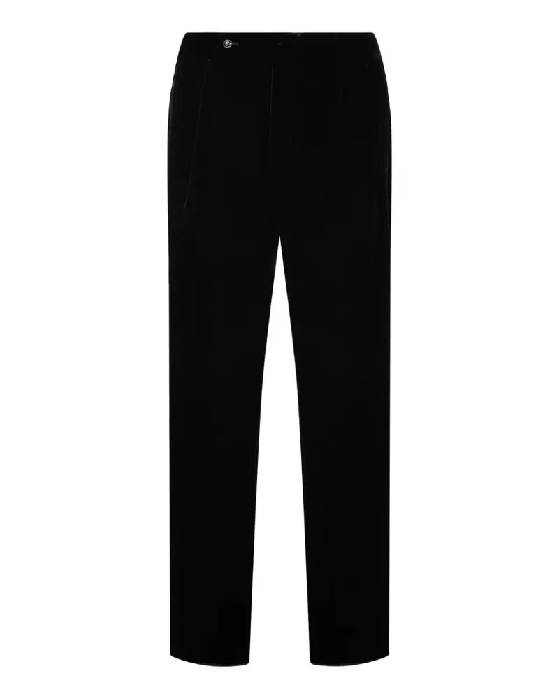 Giorgio Armani pleated velvet tailored trousers - Schwarz Schwarz