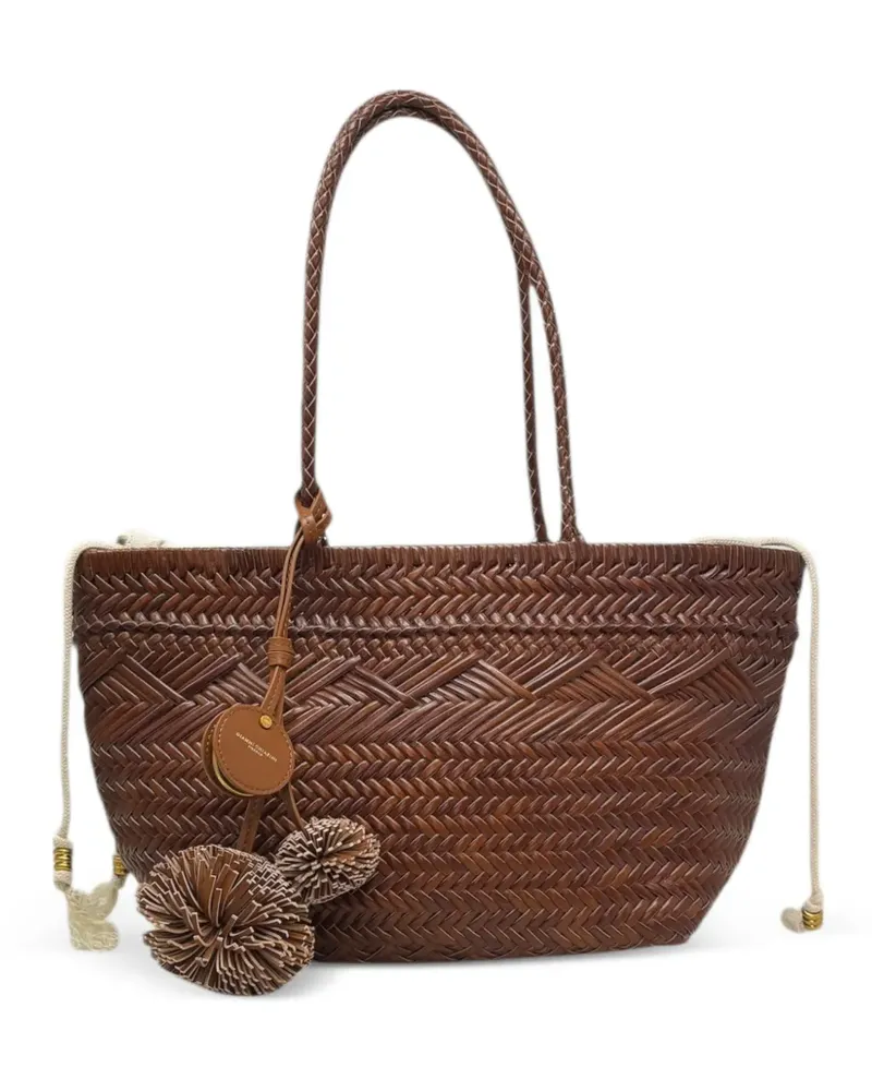 Gianni Chiarini medium Paloma braided pompom shoulder bag - Braun Braun