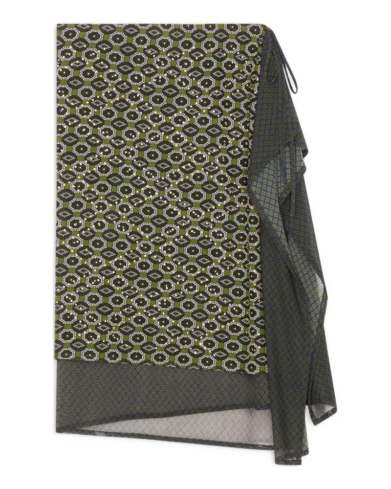 Dries van Noten Midirock mit geometrischem Muster - Grün Grün