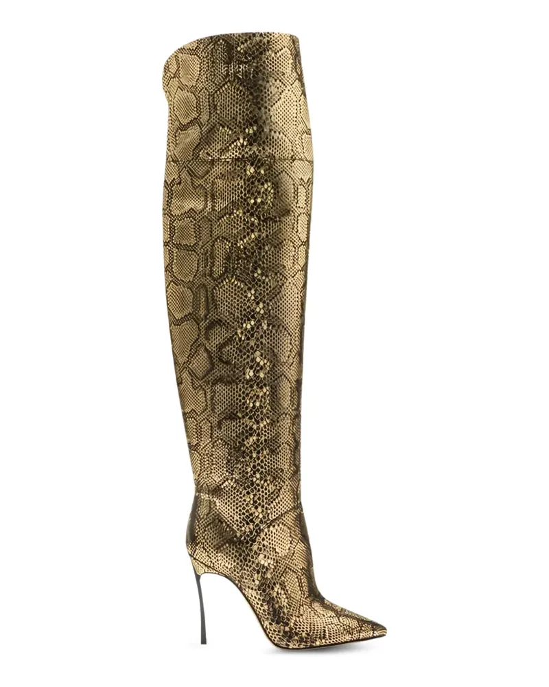 Casadei Overknee-Stiefel mit Schlangen-Effekt - Gold Gold
