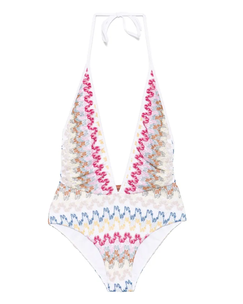 Missoni Badeanzug mit Zickzackmuster - Weiß Weiß