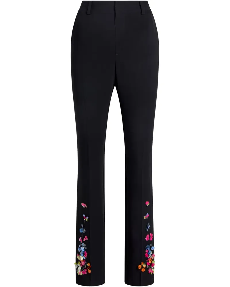 Cinq à Sept Hose mit Blumenstickerei - Schwarz Schwarz