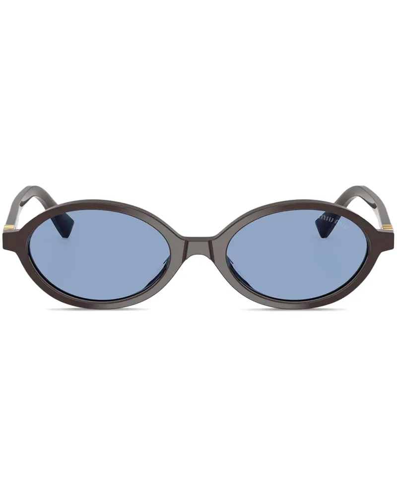 Miu Miu Ovale Sonnenbrille mit Logo-Schild - Braun Braun