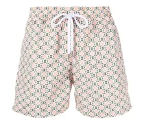 Badeshorts mit geometrischem Print - Orange