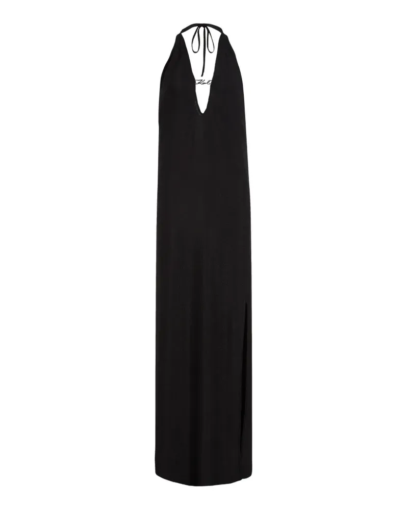 Karl Lagerfeld Maxi Signature Lurex-Kleid - Schwarz Schwarz