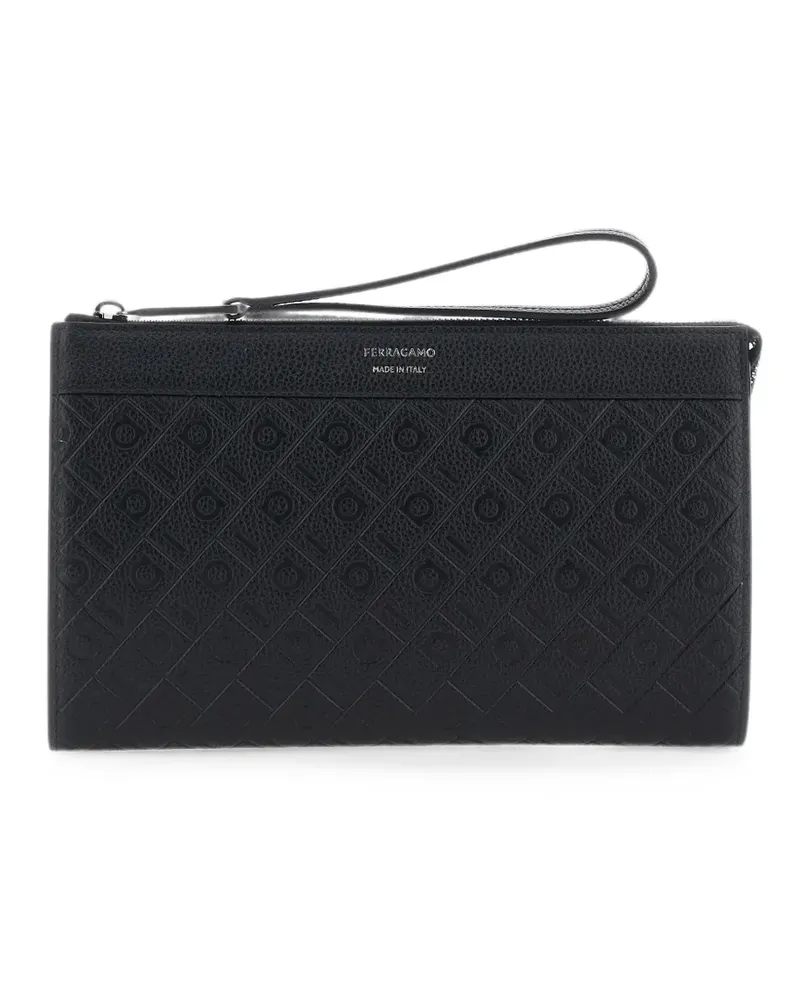 Ferragamo Schultertasche mit Gancini-Prägung - Schwarz Schwarz