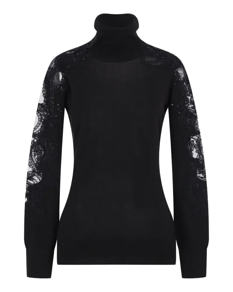 Ermanno Scervino Strassverzierter Pullover mit Spitzeneinsatz - Schwarz Schwarz
