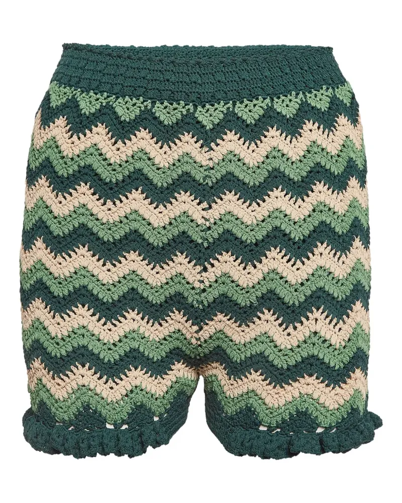 Sandro Gehäkelte Shorts mit Zickzackmuster - Grün Grün