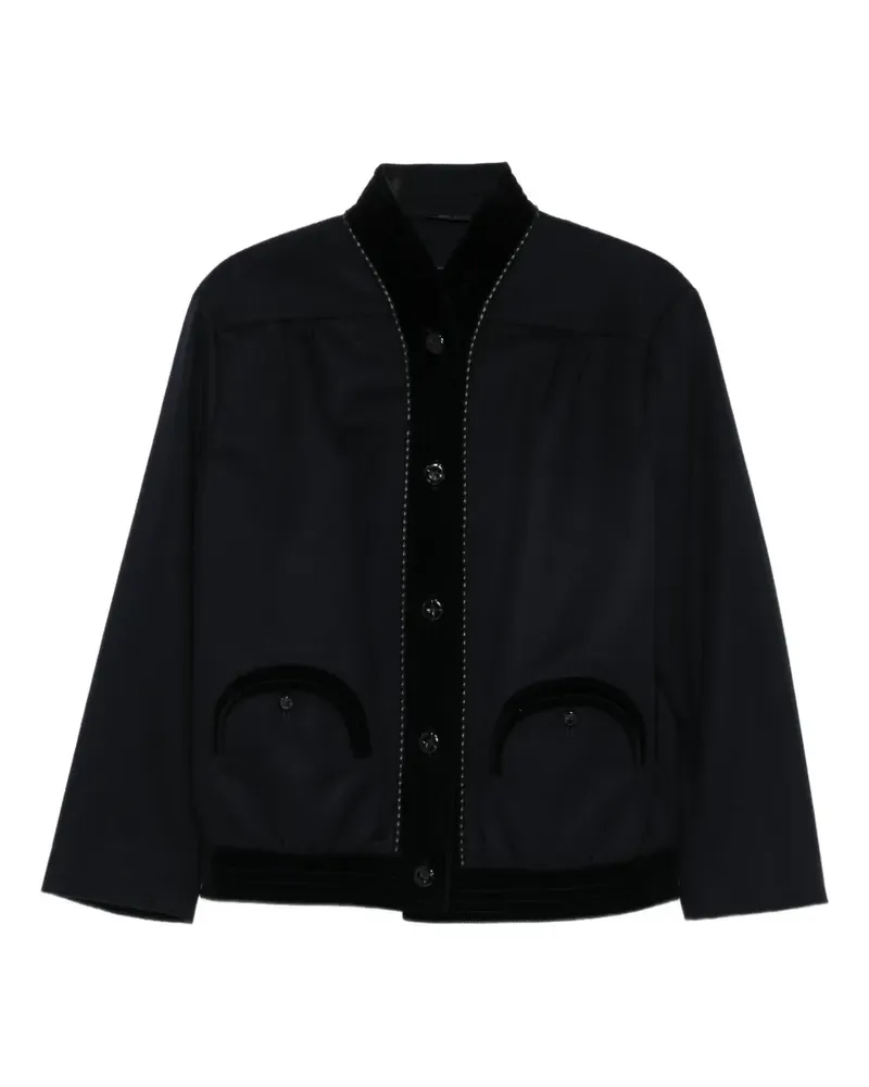 Blazé Milano velvet-trimmed button-up jacket - Blau Blau
