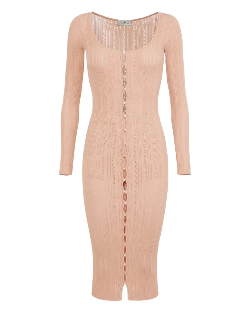 Elisabetta Franchi Geripptes Kleid mit Knopfleiste - Nude Nude