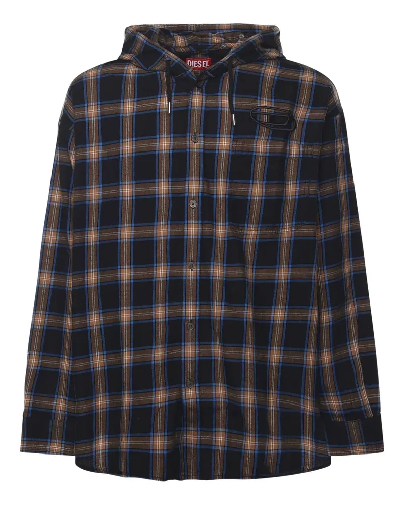 Diesel Kapuzenjacke mit Karomuster - Blau Blau