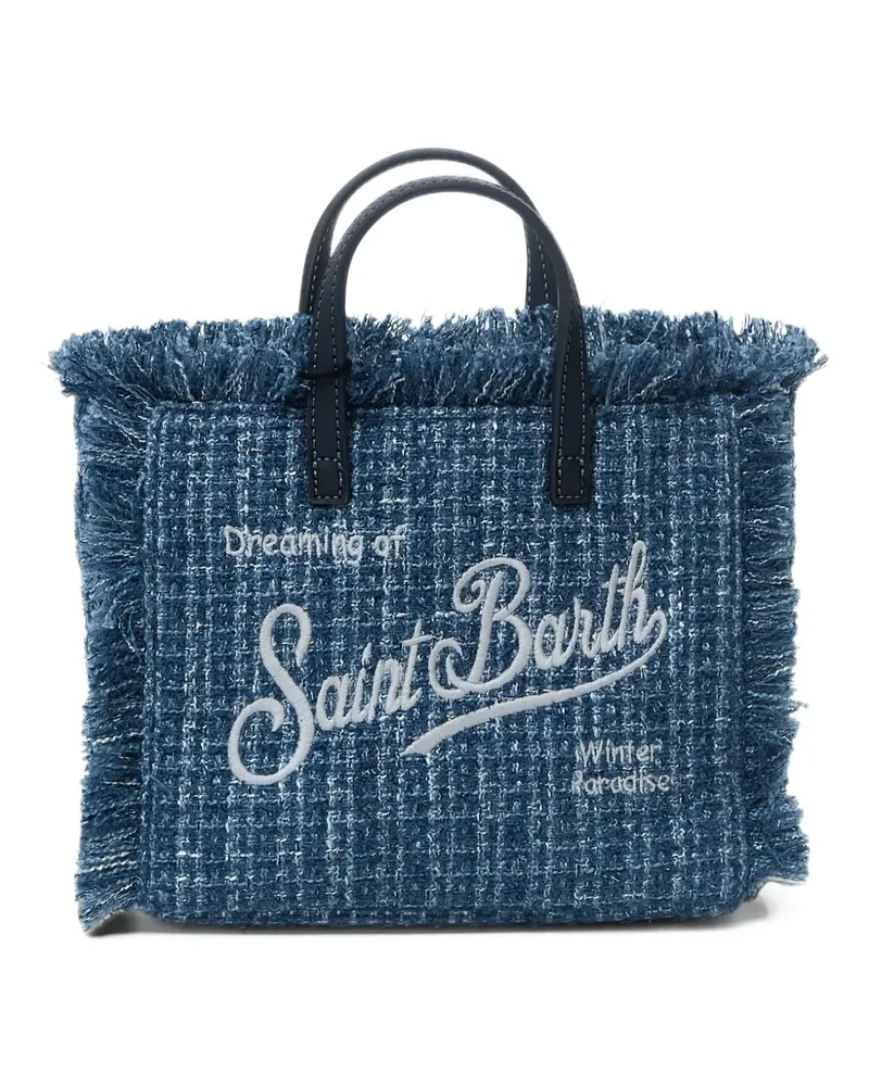 MC2 Saint Barth mini Vanity frayed tweed tote bag - Blau Blau