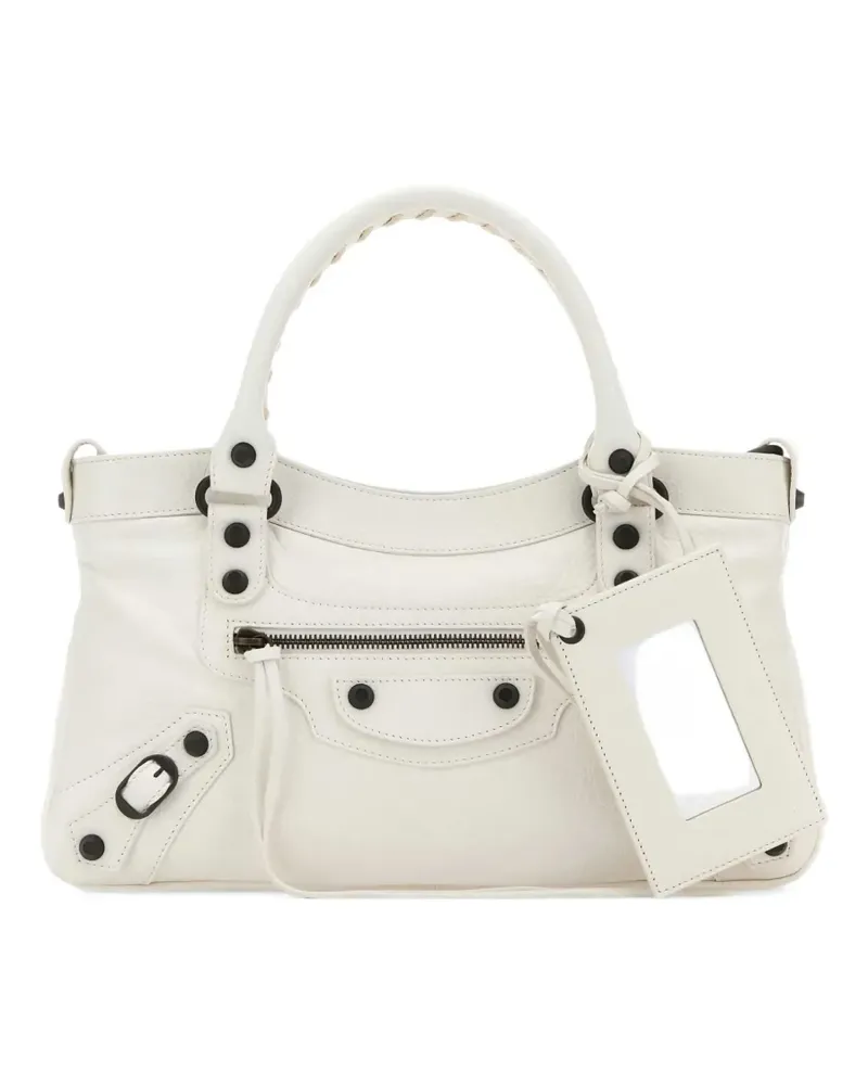 Balenciaga Le City First Tote Bag mit geflochtenem Griff - Weiß Weiß