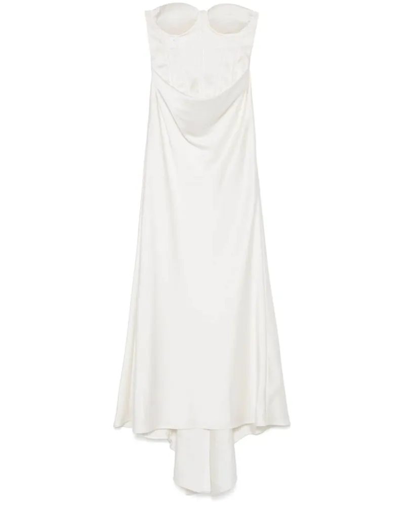 ROTATE Birger Christensen Satin-Maxikleid mit Perlen - Nude Nude