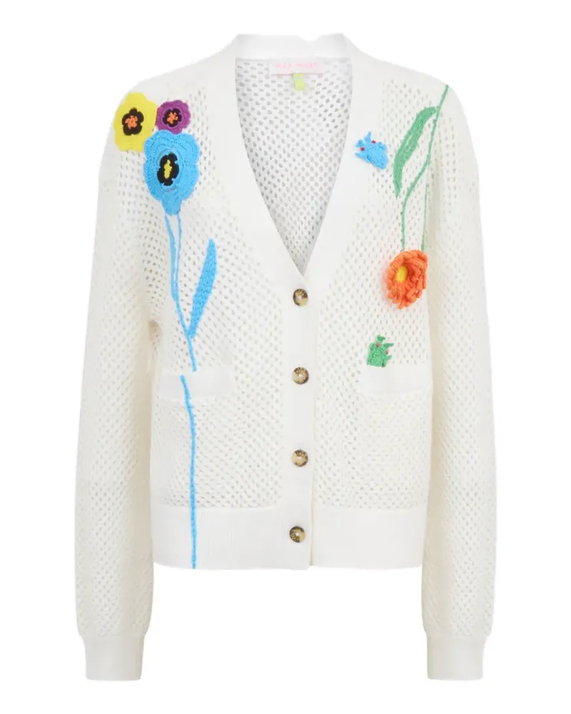 Mira Mikati Cardigan mit gehäkelten Blumen - Weiß Weiß