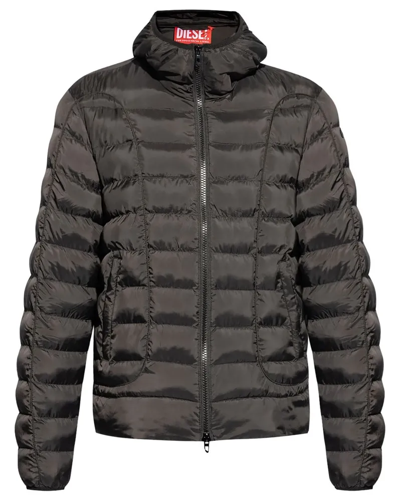 Diesel W-Stone Steppjacke mit Logo - Schwarz Schwarz