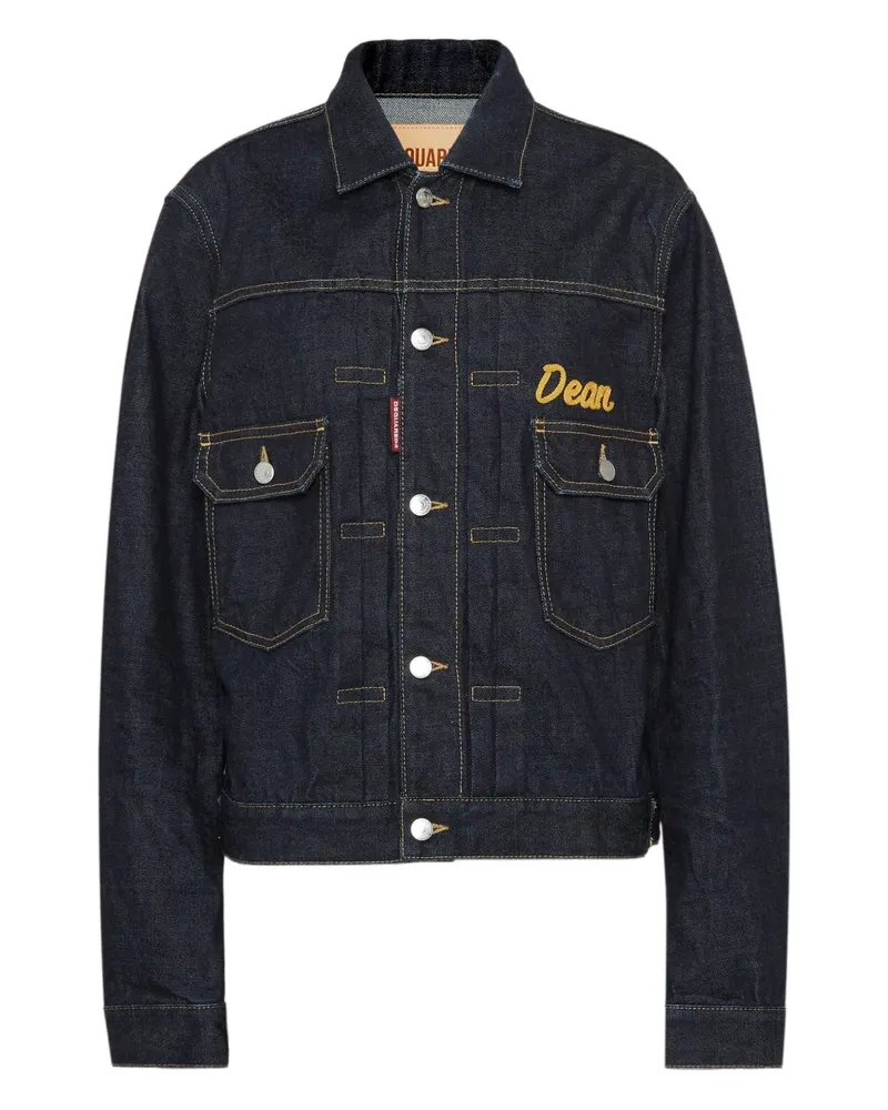 Dsquared2 Bestickte Jeansjacke - Blau Blau