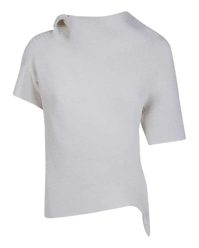 Issey Miyake asymmetric ribbed-knit top - Nude Nude