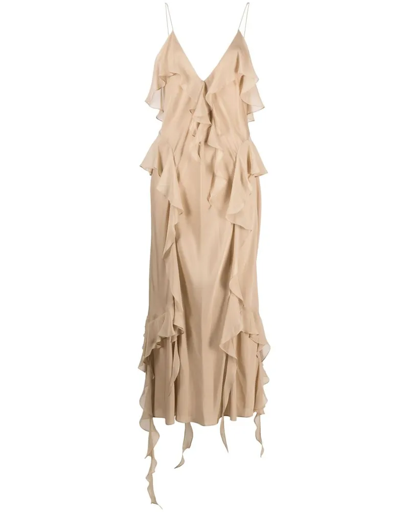 KHAITE Maxikleid mit Rüschen - Nude Nude