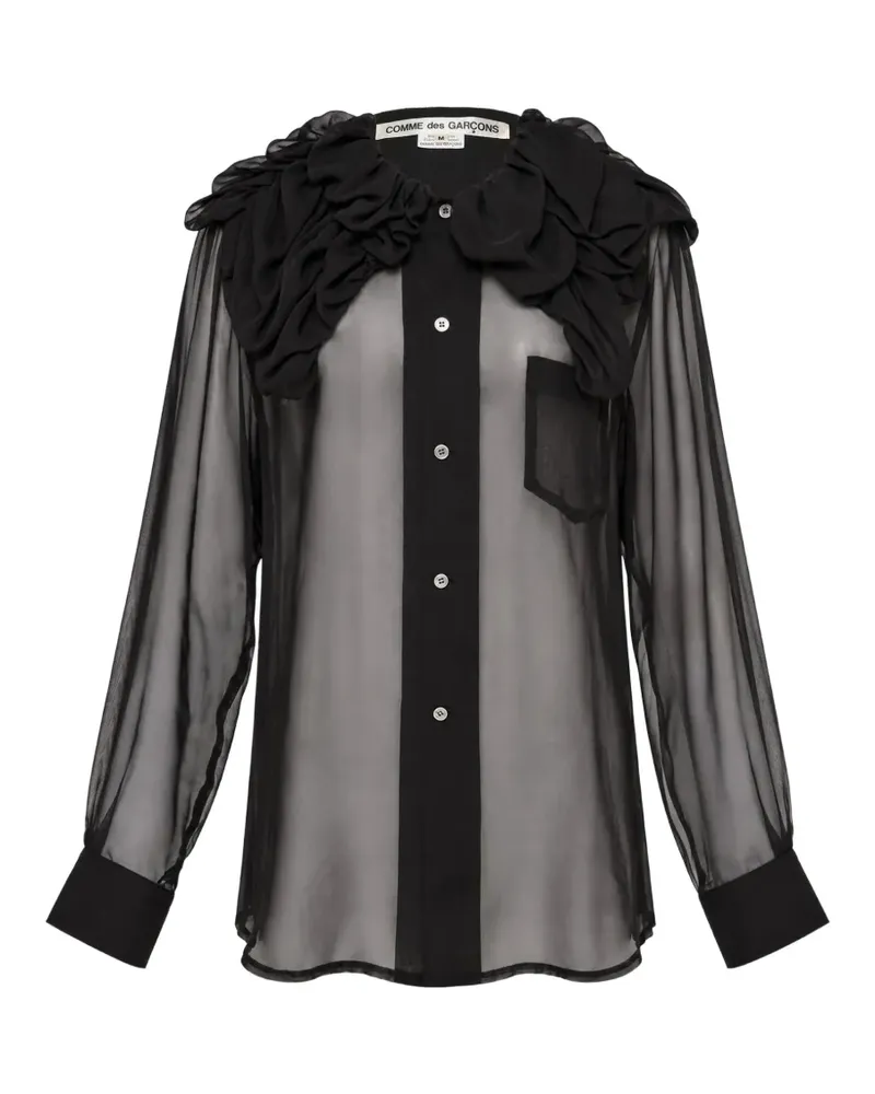 Comme des Garçons Gerüschtes Hemd mit Sheer-Effekt - Schwarz Schwarz
