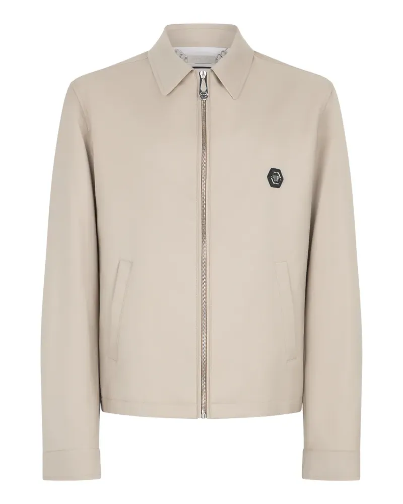 Philipp Plein Hemdjacke mit Logo-Schild - Nude Nude