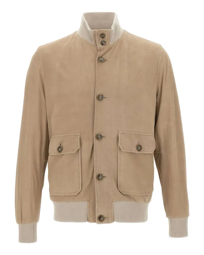 BARBA Jacke mit aufgesetzten Taschen und Hornknöpfen - Nude Nude