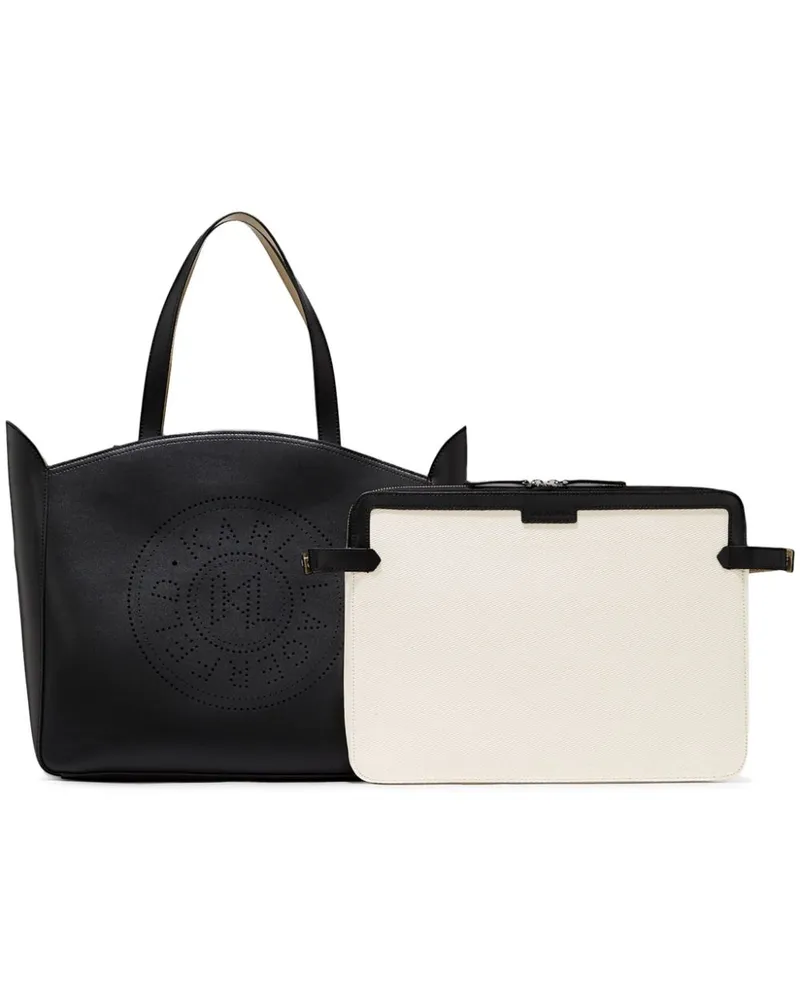 Karl Lagerfeld Perforierte K/Circle Tote Bag - Schwarz Schwarz