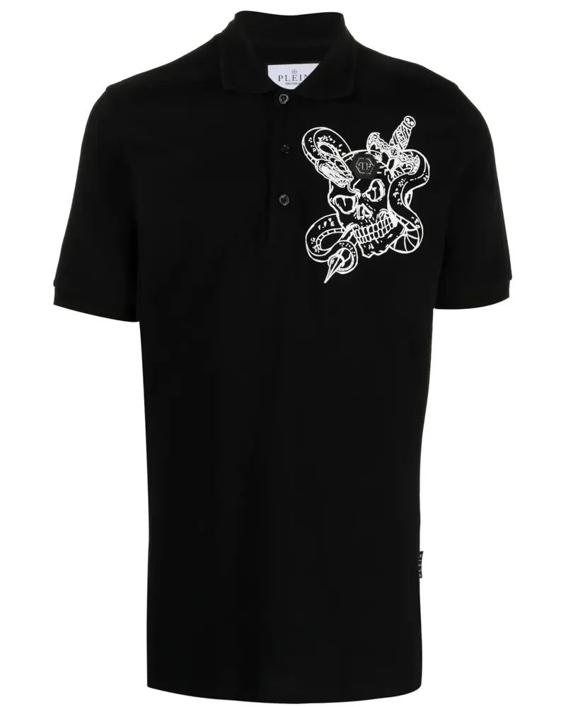 Philipp Plein Poloshirt mit Schlangen-Print - Schwarz Schwarz