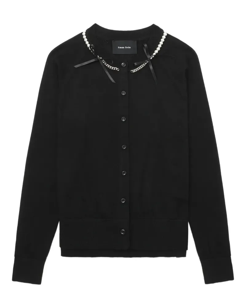 Simone Rocha Cardigan mit Perlenkette - Schwarz Schwarz