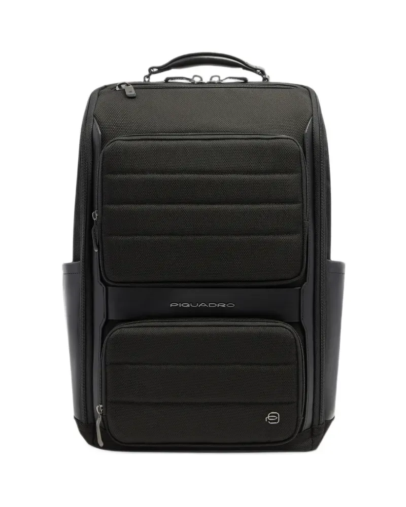 Piquadro logo-plaque travel backpack - Schwarz Schwarz