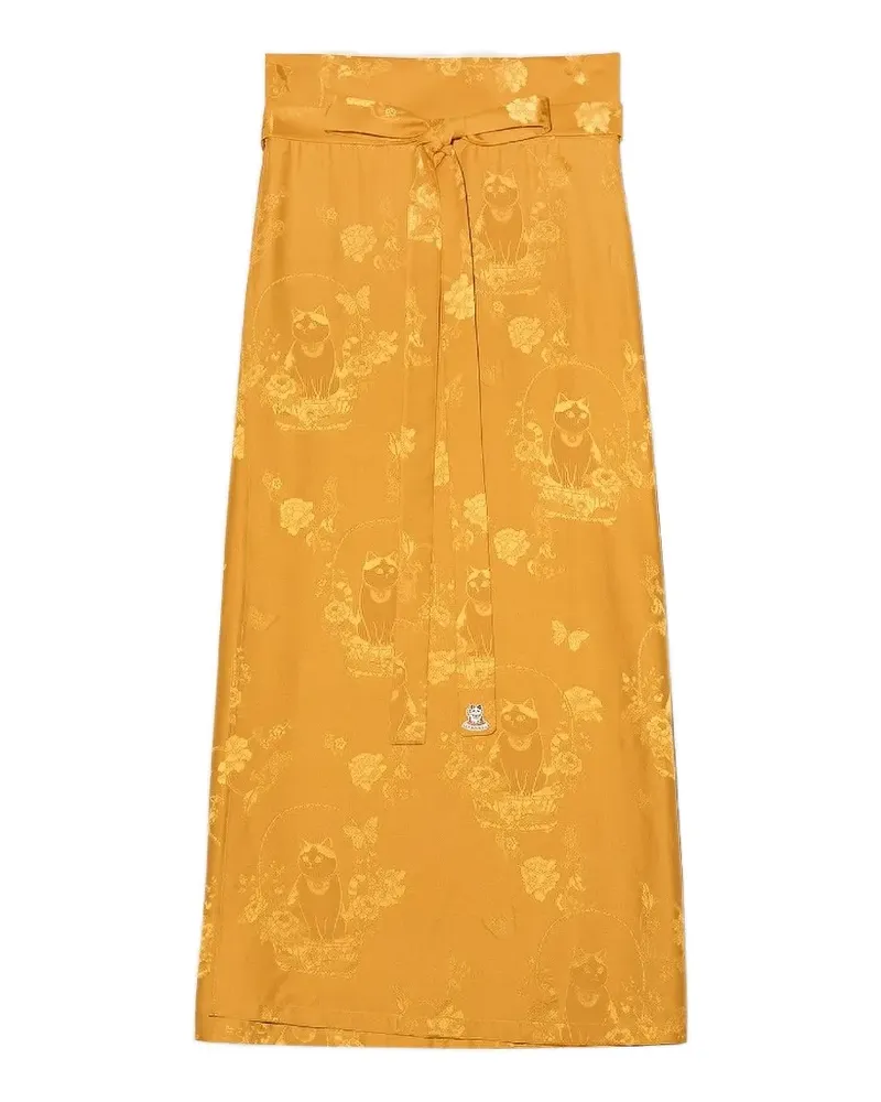 Shanghai Tang Gewickelter Chubby Jacquard-Maxirock - Gold Gold