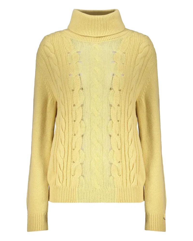 Herno Stehkragen-Pullover mit Zopfmuster - Gelb Gelb