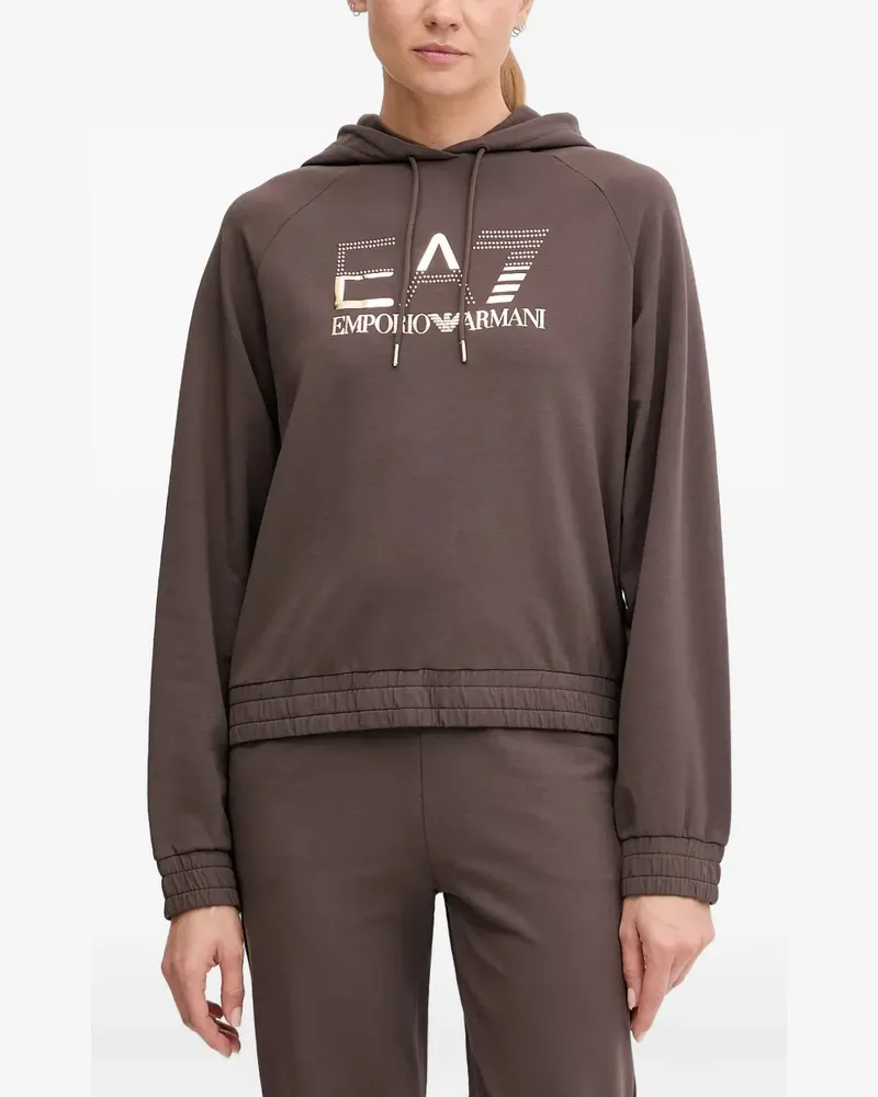 EA7 logo-print hooded tracksuit - Braun Braun
