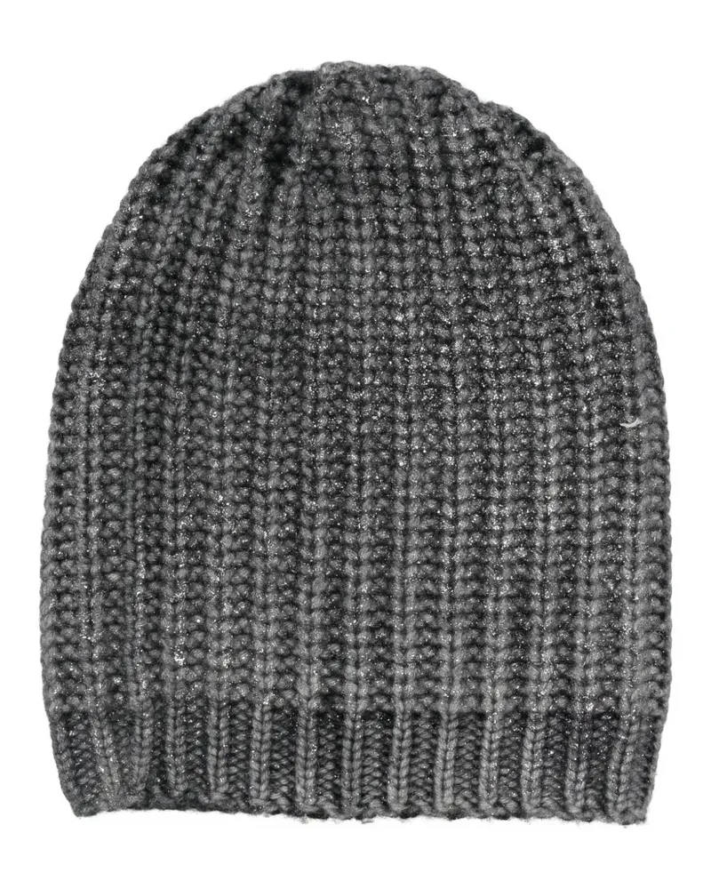 Avant Toi metallic-threading ribbed beanie - Grau Grau