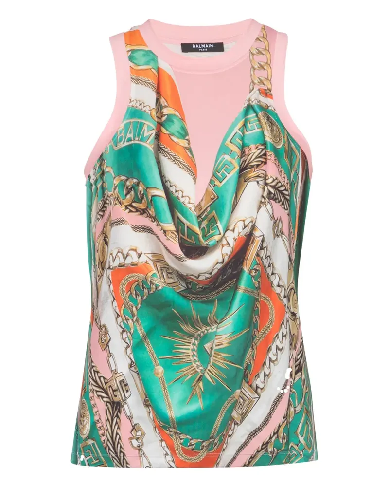 Balmain Top mit Foulard-Print - Grün Grün