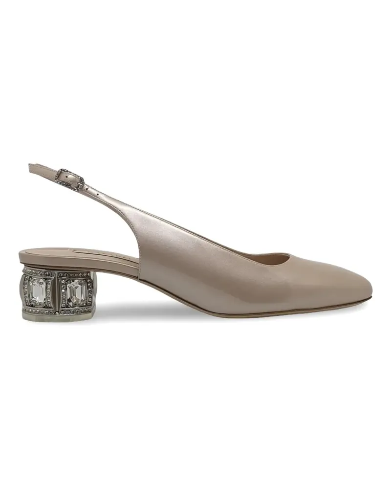 Casadei crystal-embellished slingback pumps - Nude Nude