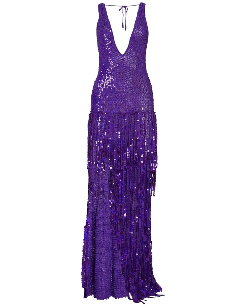 Retrofête Libra Kleid mit Pailletten Violett