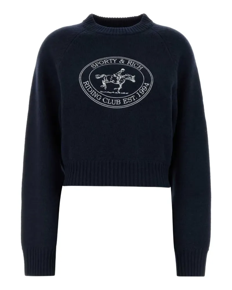 SPORTY & RICH Wollpullover mit Logo-Print - Blau Blau