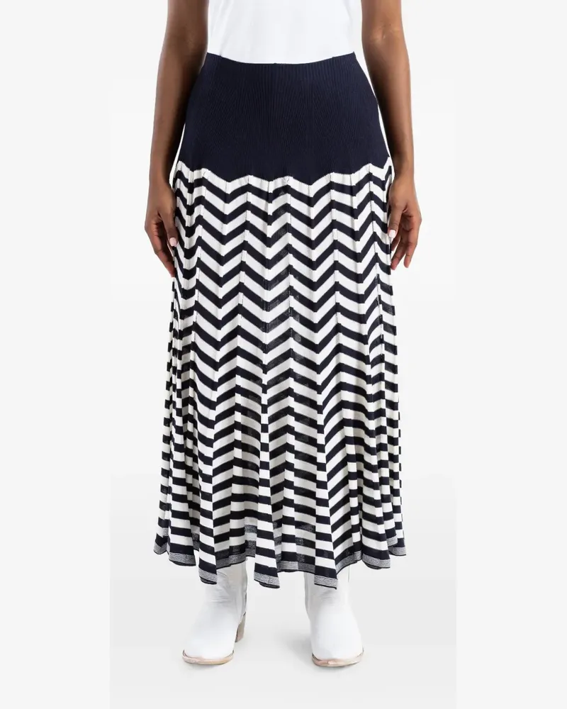 Junya Watanabe chevron-knit ribbed-waistband skirt - Blau Blau