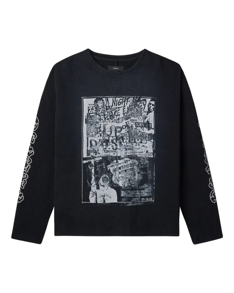 PURPLE BRAND T-Shirt mit grafischem Print - Schwarz Schwarz