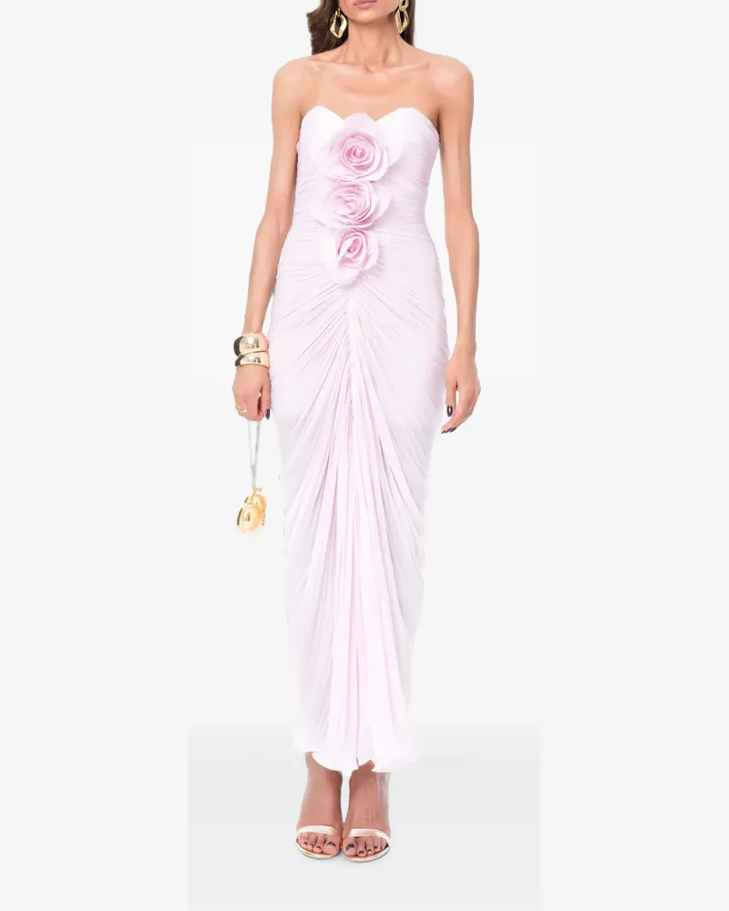 Ana Radu floral-appliqué ruched maxi dress - Rosa Rosa