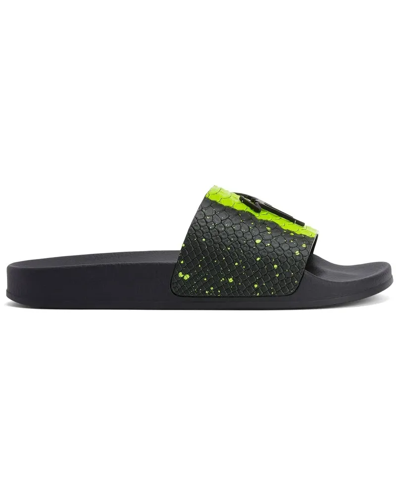 Giuseppe Zanotti Brett Pantoletten mit Schlangen-Optik - Schwarz Schwarz