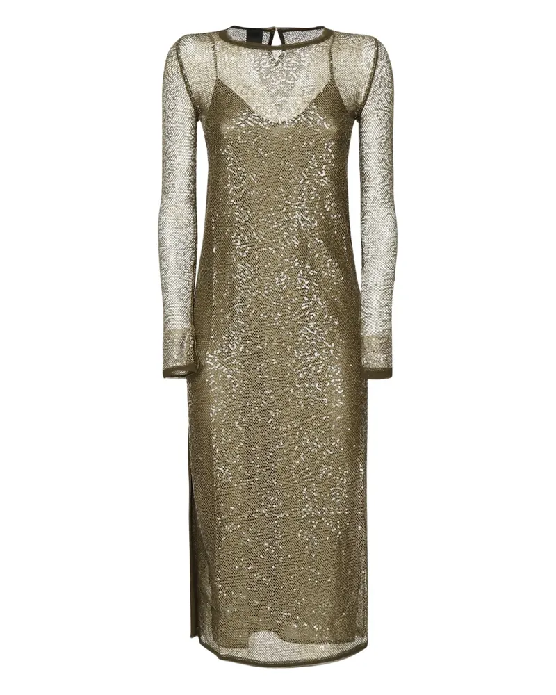 Pinko Mesh-Midikleid mit Pailletten - Grün Grün