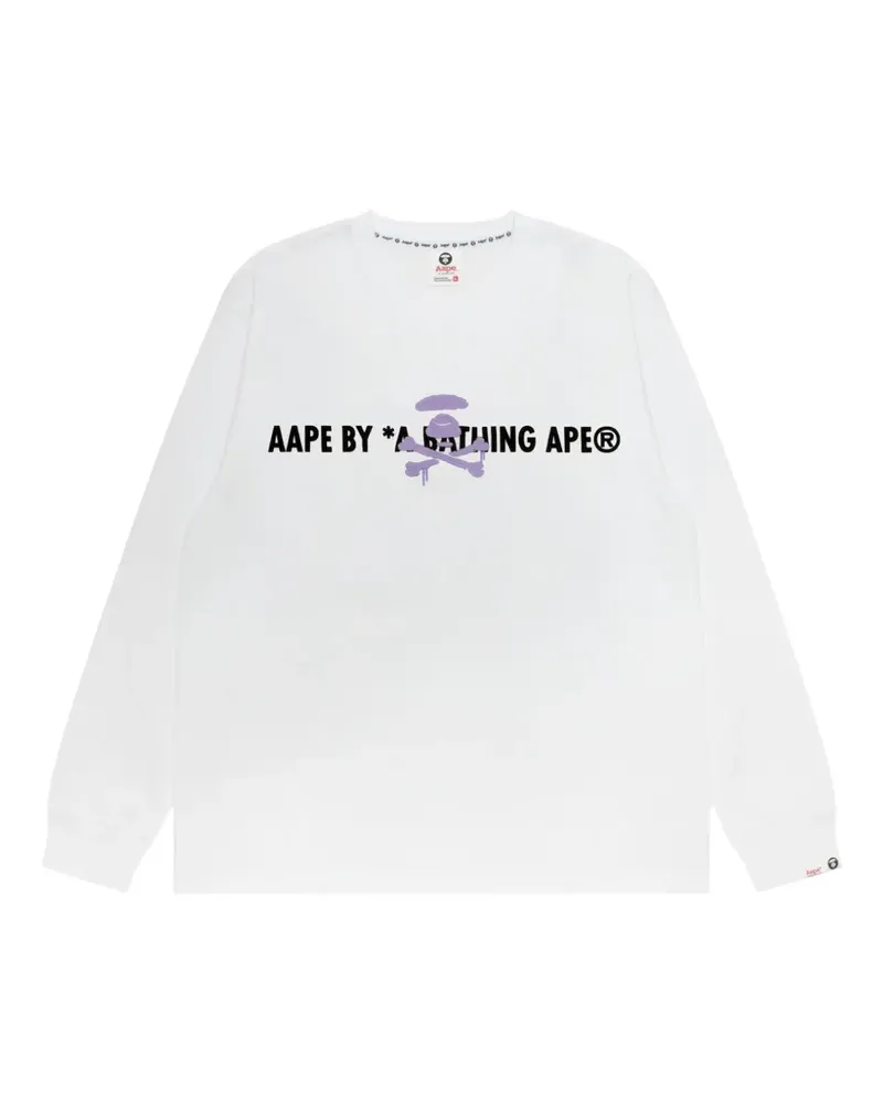 BAPE Langarmshirt mit grafischem Print - Weiß Weiß