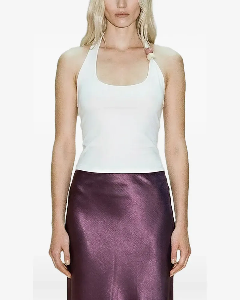 Atoir Trinity bead-embellished halterneck top - Weiß Weiß
