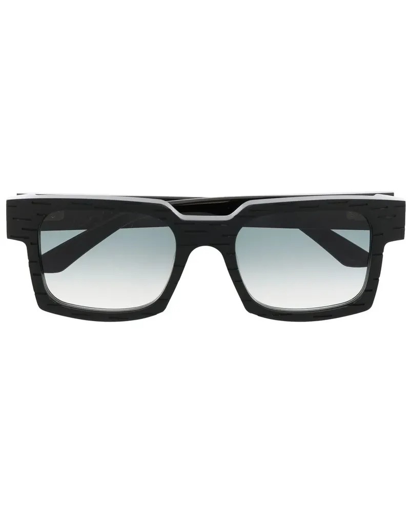 Yohji Yamamoto Sonnenbrille mit eckigem Gestell - Schwarz Schwarz