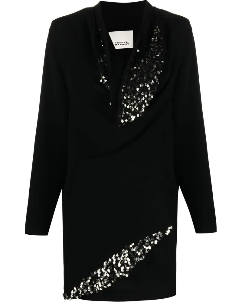 Isabel Marant Langärmeliges Kleid mit Pailletten - Schwarz Schwarz