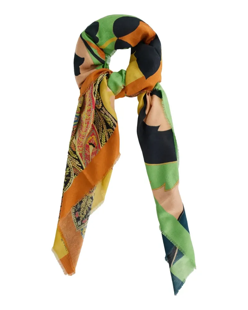 Etro paisley-print frayed scarf - Orange Orange