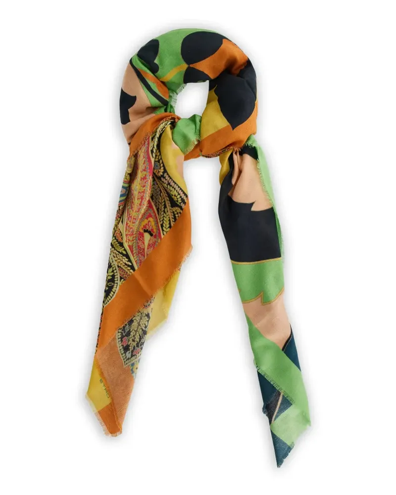 Etro paisley-print frayed scarf - Orange Orange