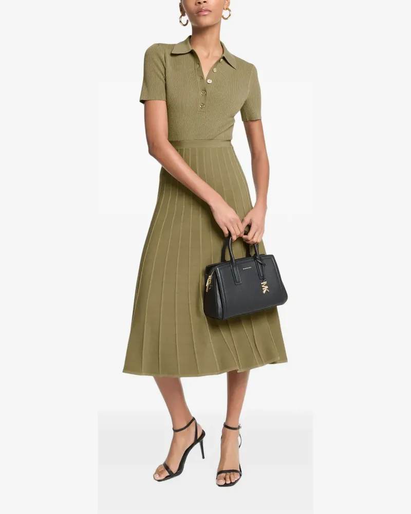 Michael Kors Midikleid aus geripptem Strick - Grün Grün